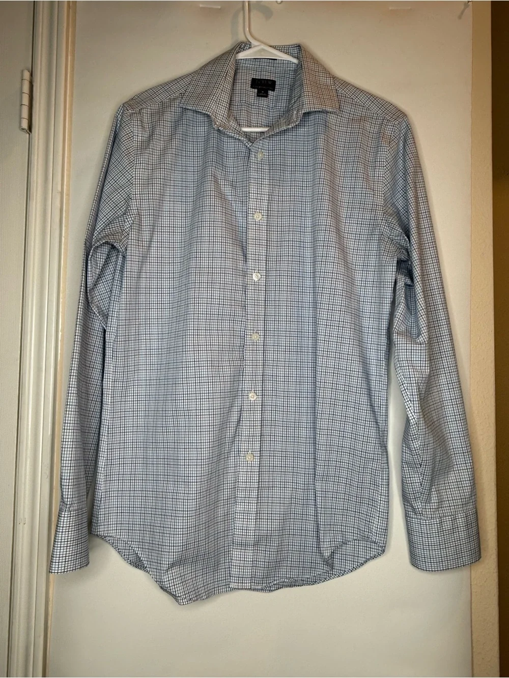 J. Crew Slim Fit Light Blue Micro-Check Dress Shirt